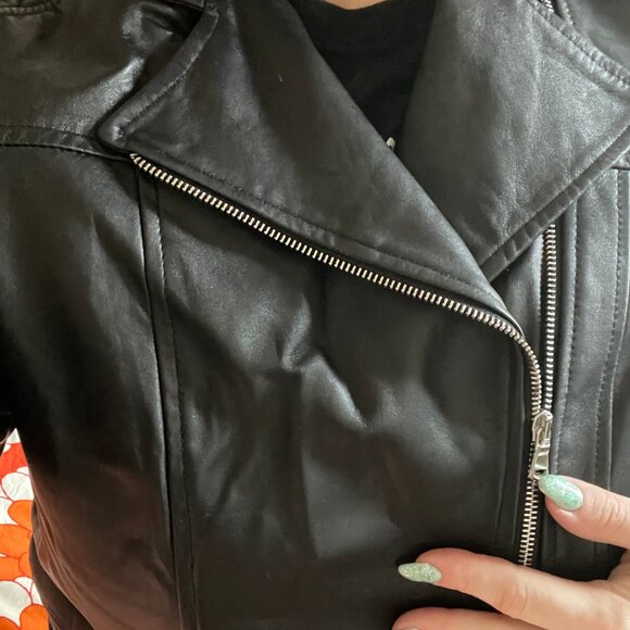Real Italian leather black moto zip jacket size XL-XXL - Picture 10 of 11